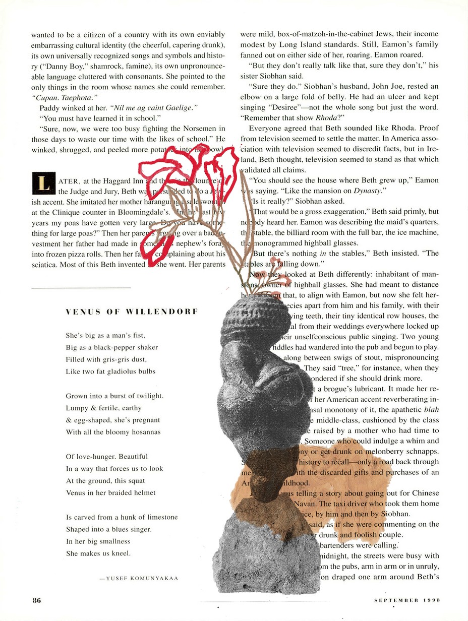 Poetry on a page with a female figurine
