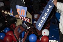 Balloons cover the floor at the Democratic National Convention in Chicago