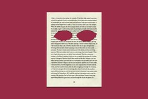 A book page with eye holes