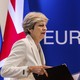 Theresa May speaks at an EU summit in June 2017.