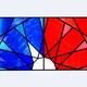 Illustration of a stained glass window with a blue-tinted left side and a red-tinted right side. An arrow is pointing to the left side.