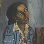 A detail from Alice Neel's portrait "Mercedes Arroyo," 1952