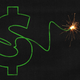 A burning fuse in the shape of a dollar sign