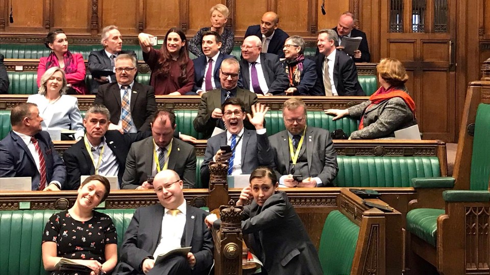 Members of the newly formed "Independent Group" sit together in the British Parliament.