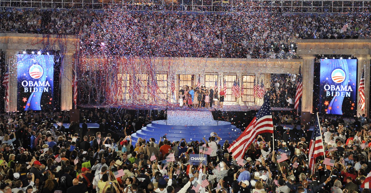 An old-school American party convention