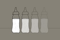 Illustration of fading baby bottles