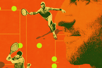 Illustration showing Novak Djokovic in various Tennis positions