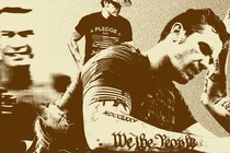 A composite image of Pete Hegseth's tattoos.