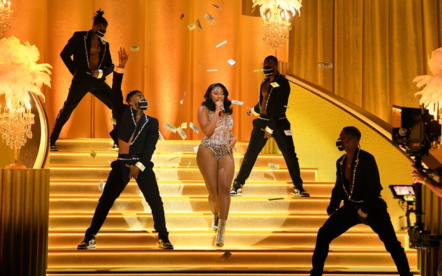 Megan Thee Stallion performing at the Grammys