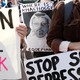 Demonstrators outside of the White House on October 19, 2018