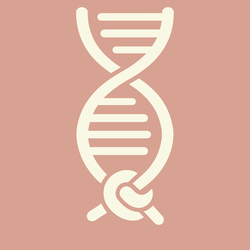 two strands of DNA are tied together at the bottom in a knot