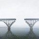 An unconnected bridge over water