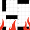 crossword grid with flames