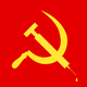 An illustration of a Soviet flag and a vaccine needle.