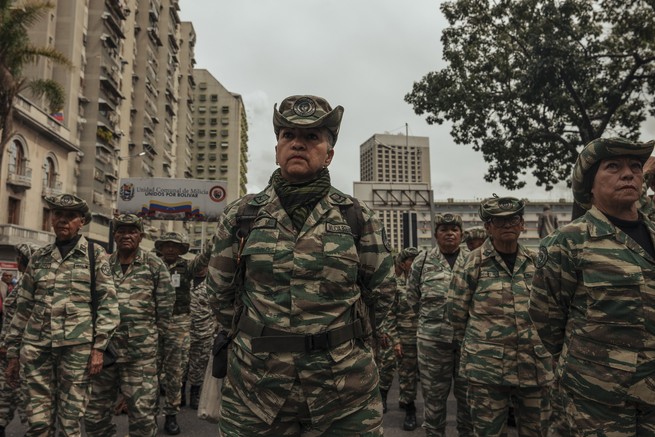 A color photograph of the Venezuelan military marching