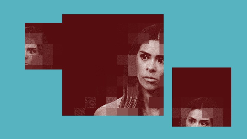 Taylor Frankie Paul depicted as three glitchy faces in a series of boxes