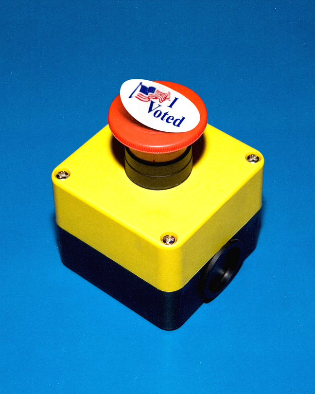 An illustration of an emergency switch with a ballot symbol