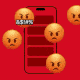 angry emojis popping up over a scrolling feed