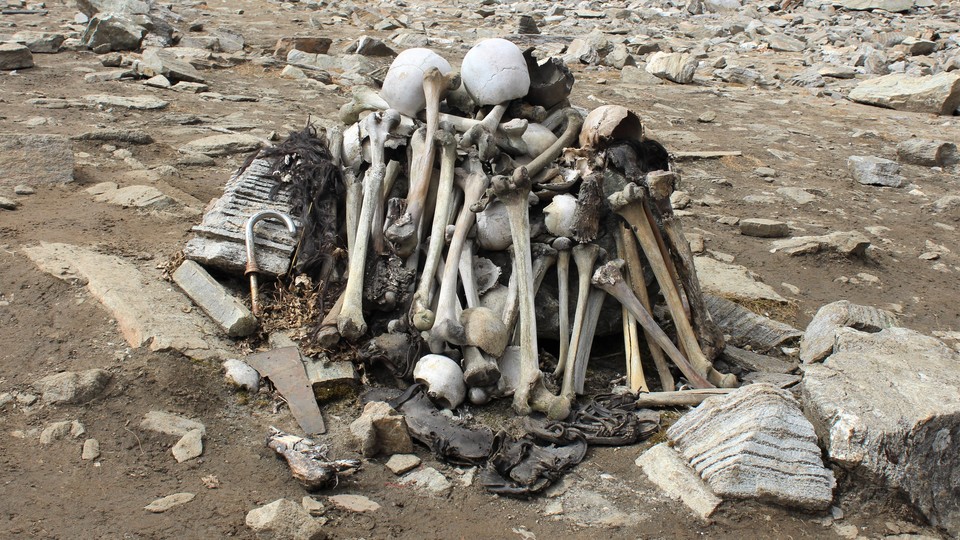 A stack of bones at Roopkund lake