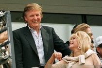 Donald Trump talks with Ivana Trump, his former wife, at the U.S. Open in 1997.