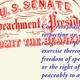 An illustration of Impeachment articles and the First Amendment text.