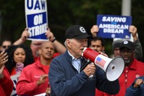 Joe Biden at the UAW picket line