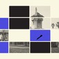 An illustration showing random rectangles—some purple with traces of black ink, some solid black, and some with slices of a black-and-white picture of Mar-a-Lago—against an ivory background