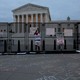 Protest signs outside the Supreme Court