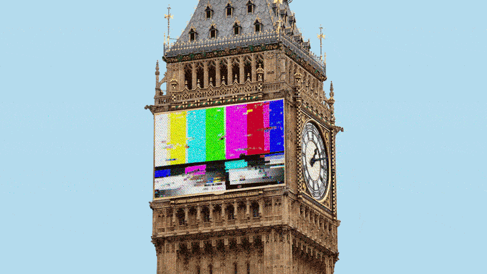 A television test pattern on Big Ben