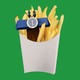 A presidential podium nestled in a carton of french fries.
