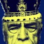 Collage of Brian Cox as Logan Roy, the patriarch of 'Succession,' with a crown on his head
