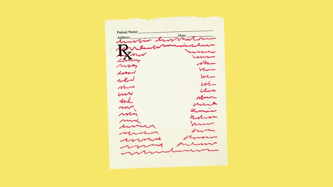 Silhouette of face on doctor's notepad