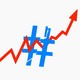 A red trendline arrow, going through a broken hashtag symbol