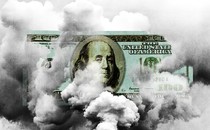 A $100 bill among a cloud of fumes