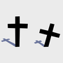An illustration showing three graveyard crosses, each more deeply buried than the one before.