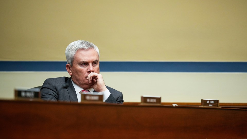 Representative James Comer, sitting in Congress, looking concerned
