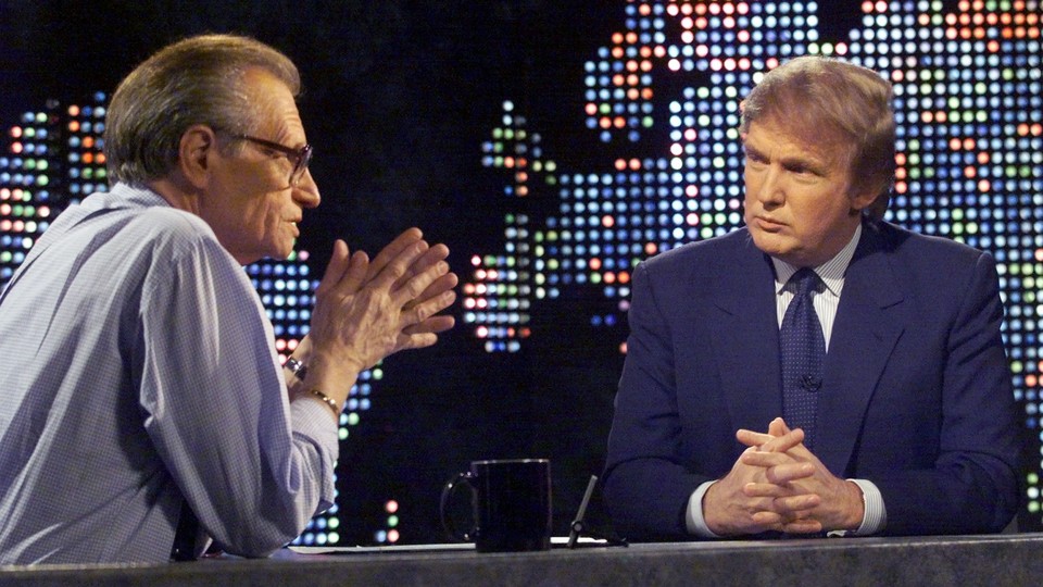 Donald Trump discusses his potential presidential run with Larry King on CNN in 1999