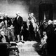 President George Washington delivers his inaugural address in the Senate Chamber of Old Federal Hall in New York on April 30, 1789.