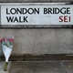 Flowers for the victims at the scene of a stabbing on London Bridge, in which two people were killed, November 30, 2019
