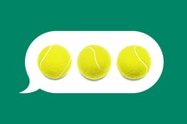 An illustration of a texting bubble with three tennis balls inside