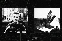 A photo montage showing debris from Flight MH17 and one of the victims, Jack O'Brien.