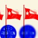 Illustration of a Texas flag over a fading "Keep Abortion Legal" symbol