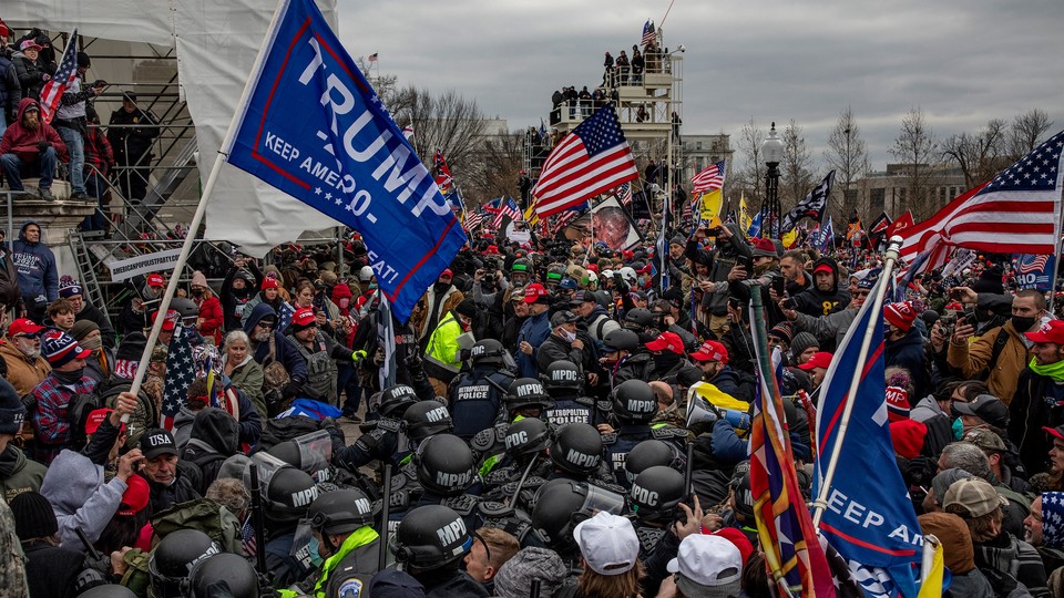 A photograph of the insurrection at the Capitol on January 6, 2021