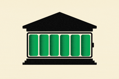 A house with a battery bar as its main body, the battery is losing charge