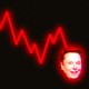 Illustration of a downward trending line with Elon Musk's face at the end