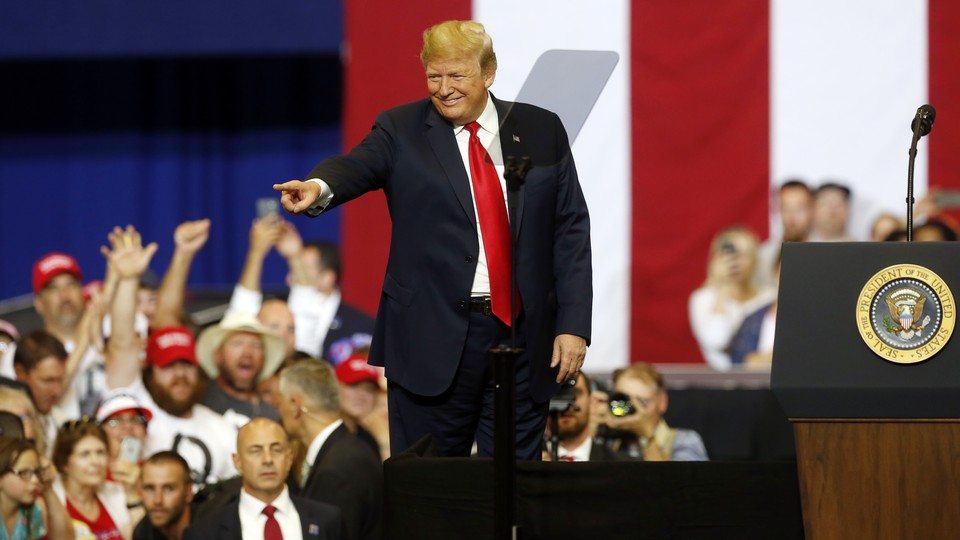 Trump at a campaign rally in Fargo, North Dakota