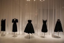 Little black dresses on display on mannequins