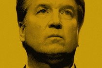 A photo illustration of Brett Kavanaugh