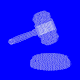An animation showing a wireframe of a pounding gavel
