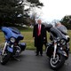 President Trump stands next to Harley Davidson motorcycles in Washington, D.C. on February 2, 2017.